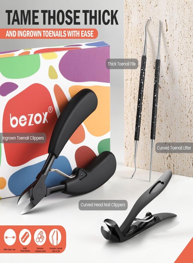BEZOX Toenail Clippers Kit for Seniors - The Ultimate Solution for Thick & Ingrown Toenails with Curved Head Toe Nails Clippers, Long Handle Toenails Clippers Thick Nails, Nail File & Toenail Lifter - Image 2