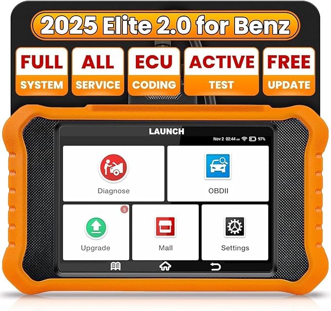 Launch LAUNCH X431 Elite V2.0 for Benz OBD2 Full System Code Reader, All Functions, Bi-Directional Car Diagnostic Tool for Benz/Maybach/Sprinter, ECU Coding Key Programming OBDII Scanner Free Update  - Image 2