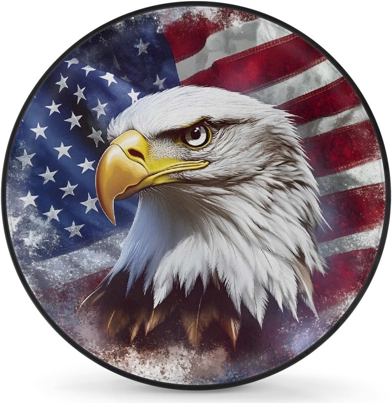 cfpolar Spare Tire Cover for RV Trailer,American Flag Eagle Waterproof Sun Leather Wheel Cover,Camper Spare Tire Covers Fit for Jeep Travel Trailer SUV Truck Accessories (17 in for Diameter 31” - 33”),F-4 - Image 1