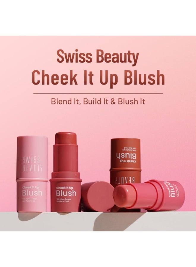Swiss Beauty Cheek It Up Blush for Cheeks|Lumi-Matte Finish | Lightweight | Easily Blendable | With Jojoba Oil | Shade- Too Cheeky, 8g - Image 2