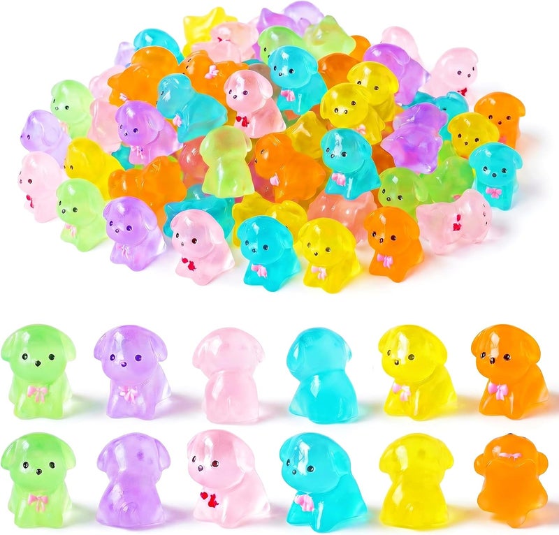 EVDERS 36Pcs Luminous Mini Resin Dog Figures, Glow in The Dark Puppy Animals Figurines, Miniature Resin Dog Animals Figurines for Micro Landscape Garden DIY Dollhouse Birthday Party Cake Decoration - Image 1