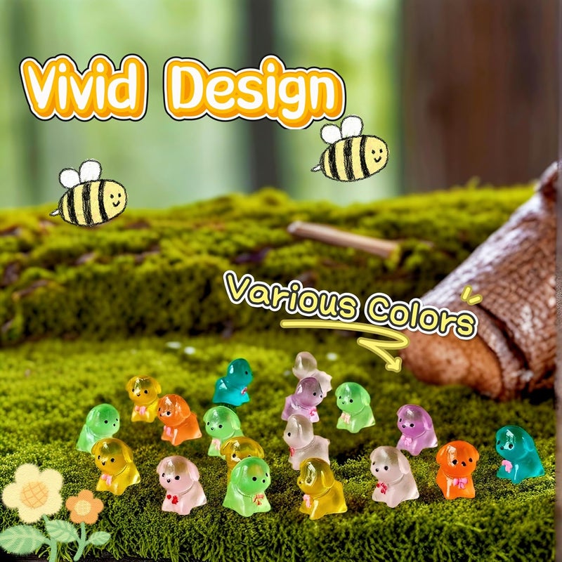 EVDERS 36Pcs Luminous Mini Resin Dog Figures, Glow in The Dark Puppy Animals Figurines, Miniature Resin Dog Animals Figurines for Micro Landscape Garden DIY Dollhouse Birthday Party Cake Decoration - Image 4