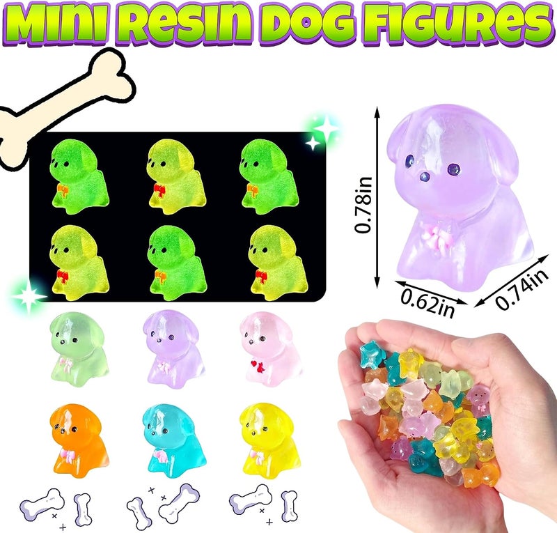 EVDERS 36Pcs Luminous Mini Resin Dog Figures, Glow in The Dark Puppy Animals Figurines, Miniature Resin Dog Animals Figurines for Micro Landscape Garden DIY Dollhouse Birthday Party Cake Decoration - Image 2