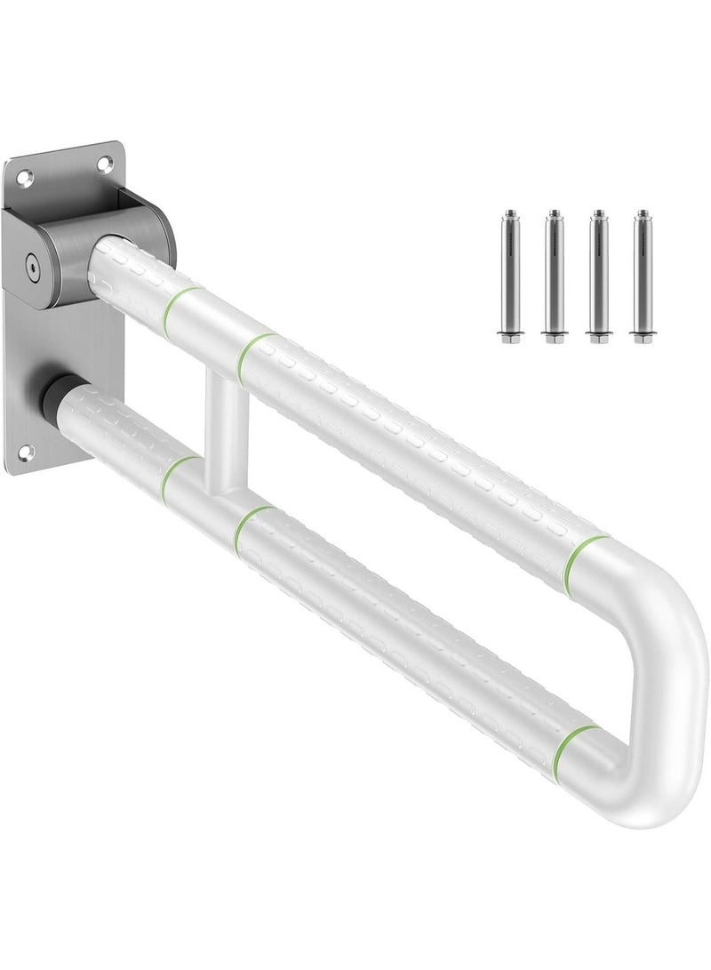 White 60cm Toilet Support Bar, Stainless Steel Bathroom Support Bar, Foldable Safety Handle for Bathroom - Image 1