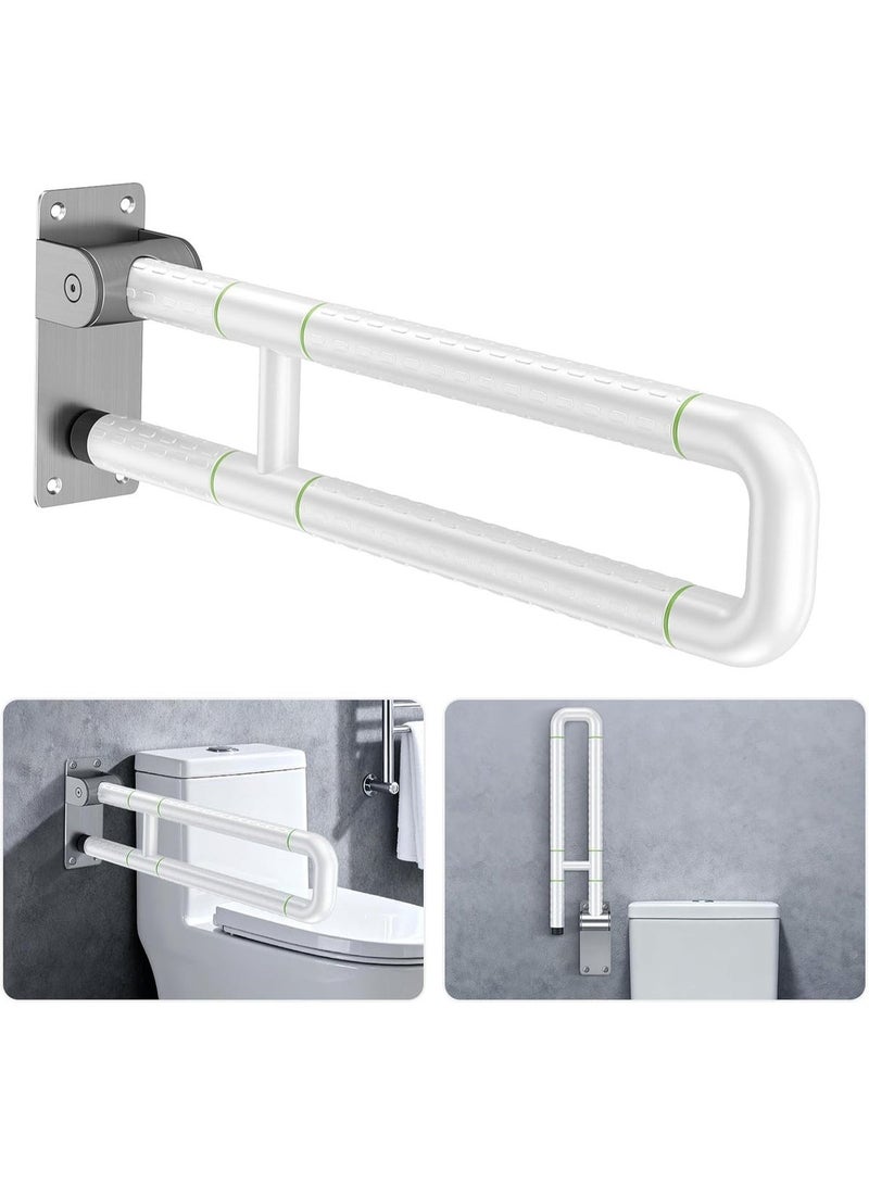 White 60cm Toilet Support Bar, Stainless Steel Bathroom Support Bar, Foldable Safety Handle for Bathroom - Image 5