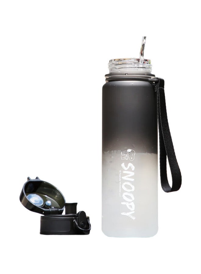 Snoopy Sports Water Bottle, Large Capacity, Portable, Shatterproof, For Children, Elementary School Students, Summer Outdoor Use, For Boys And Girls, Fitness Water Bottle, Travel Plastic Direct Drinking Cup, 500Ml, Black And White, 6082 - Image 1