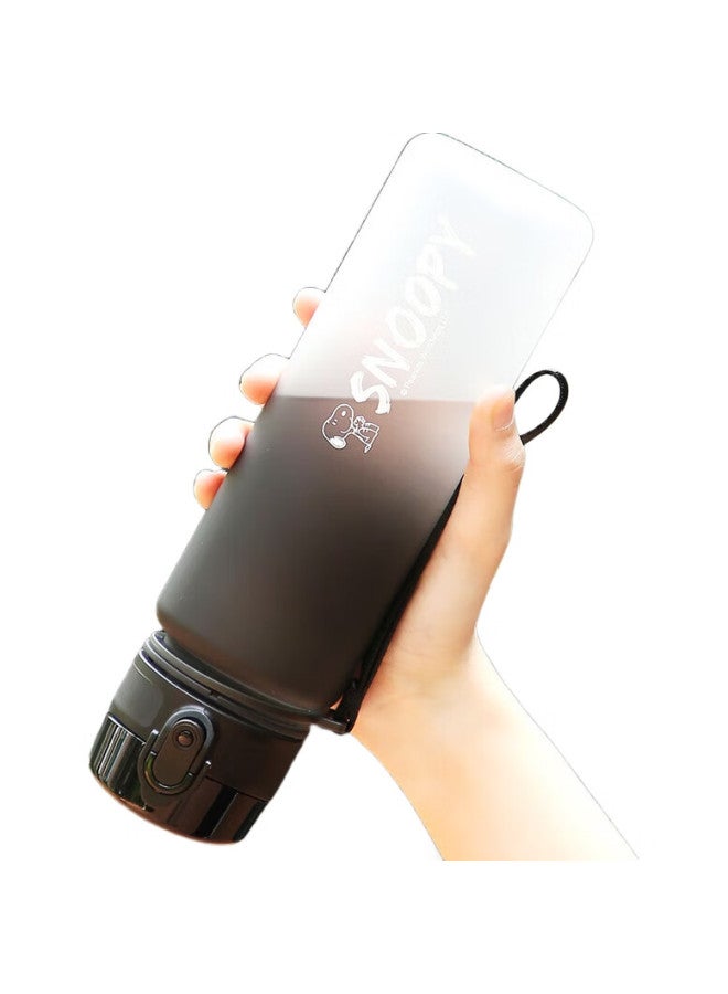 Snoopy Sports Water Bottle, Large Capacity, Portable, Shatterproof, For Children, Elementary School Students, Summer Outdoor Use, For Boys And Girls, Fitness Water Bottle, Travel Plastic Direct Drinking Cup, 500Ml, Black And White, 6082 - Image 2