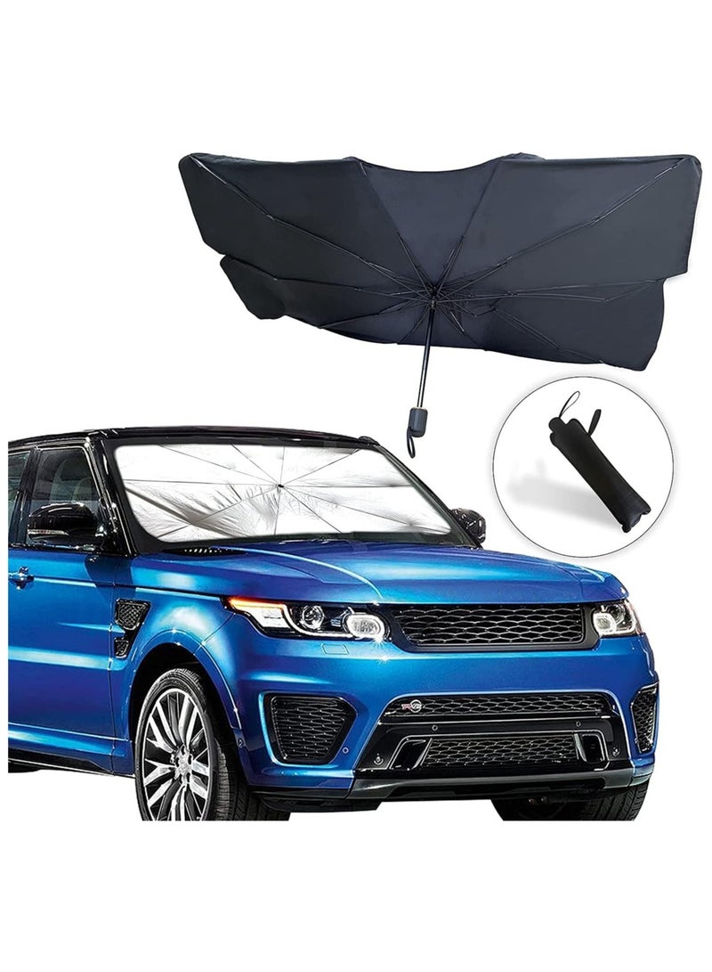 Foldable Car Windshield Sunshade | Reflective Umbrella Sunshade for UV Protection & Vehicle Cooling (Large 55” x 31”) - Image 1