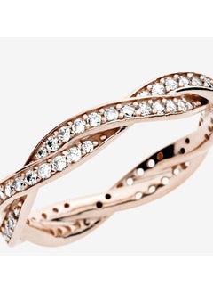 PANDORA Braided 14k rose gold-plated ring with clear cubic zirconia, Size 60  - Image 5