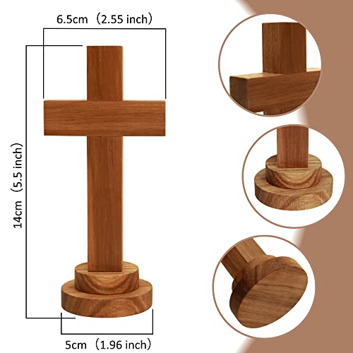 Attivolife Wood Cross Statue with Stand Spiritual Christian Jesus Holy Cross Religious Gift for Catholic Easter and Christmas Wall Table Church Decoration for Home Room 55 x 255 - Image 3