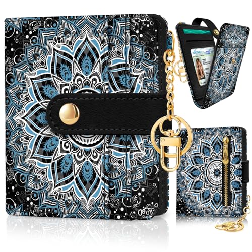 Jogjam Mandala Rfid Ladies Wallet, Small Slim Thin Compact Credit Card Women Wallet, PU Leather Bifold Cash Zipper Coin Pocket ID Window for Female - Image 1