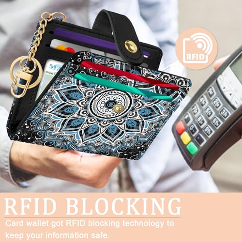 Jogjam Mandala Rfid Ladies Wallet, Small Slim Thin Compact Credit Card Women Wallet, PU Leather Bifold Cash Zipper Coin Pocket ID Window for Female - Image 3