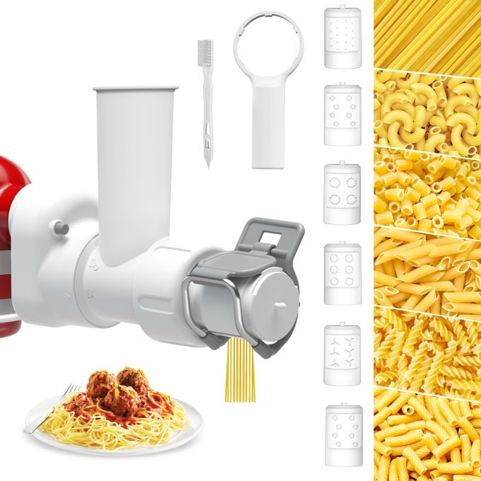 PASTA MAKER ATTACHMENT FOR KITCHENAID STAND MIXER WITH 6 DIFFERENT SHAPES OF PASTA OUTLET DURABLE FOR KITCHENAID ACCESSORIES AND ATTACHMENTS DISHWASHER SAFE