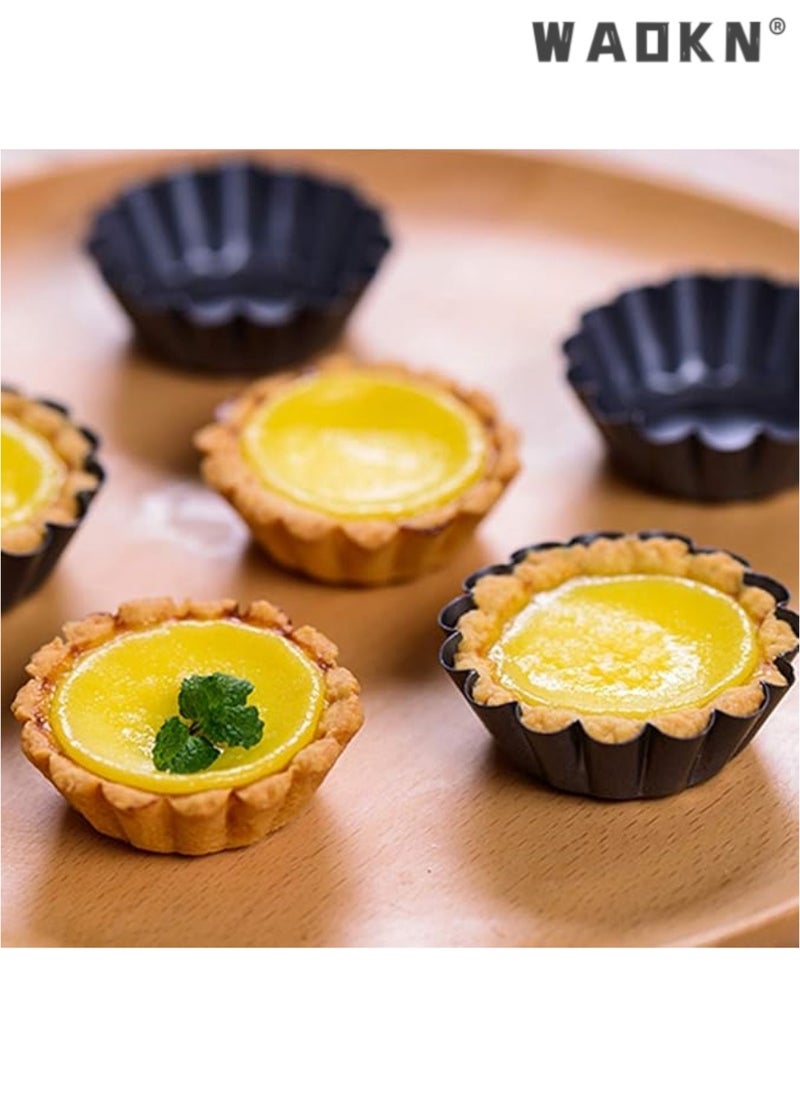 WAOKN Expanded Egg Tart Baking Essentials: 12-Pack Premium Stainless Steel Egg Tart Molds with Cupcake Stand Shells for Household Baking, Featuring Heat-Resistant Aluminum Baking Tray and Non-Stick Baking Cups for Effortless Baking and Presentation  - Image 3
