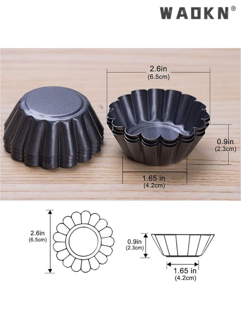 WAOKN Expanded Egg Tart Baking Essentials: 12-Pack Premium Stainless Steel Egg Tart Molds with Cupcake Stand Shells for Household Baking, Featuring Heat-Resistant Aluminum Baking Tray and Non-Stick Baking Cups for Effortless Baking and Presentation  - Image 4