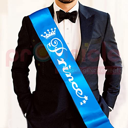 Propsicle Silk Prince Sash Blue Pack of 1 | Happy Birthday Party Decoration Boy Theme Crown - Image 2