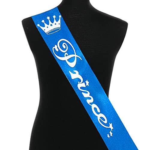 Propsicle Silk Prince Sash Blue Pack of 1 | Happy Birthday Party Decoration Boy Theme Crown - Image 3