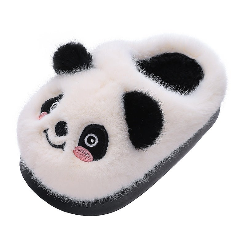 Cotton Slippers Winter Cute Panda Fleece-Lined Thickeneded Sole Non-Slip Warm Kidsren'S Baby Fur - Image 4