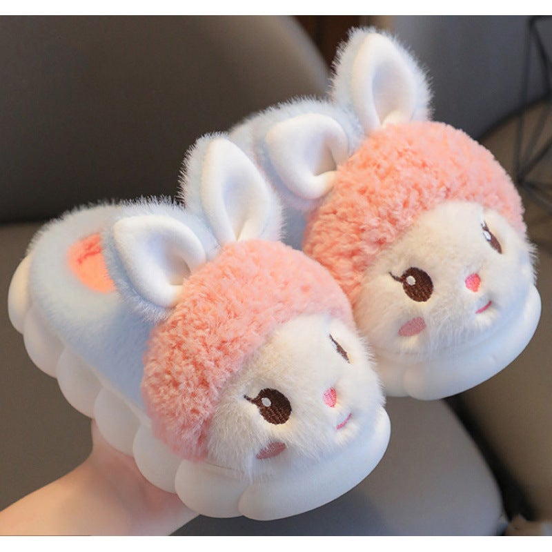Cotton Slippers Winter Cute Panda Fleece-Lined Thickeneded Sole Non-Slip Warm Kidsren'S Baby Fur - Image 1
