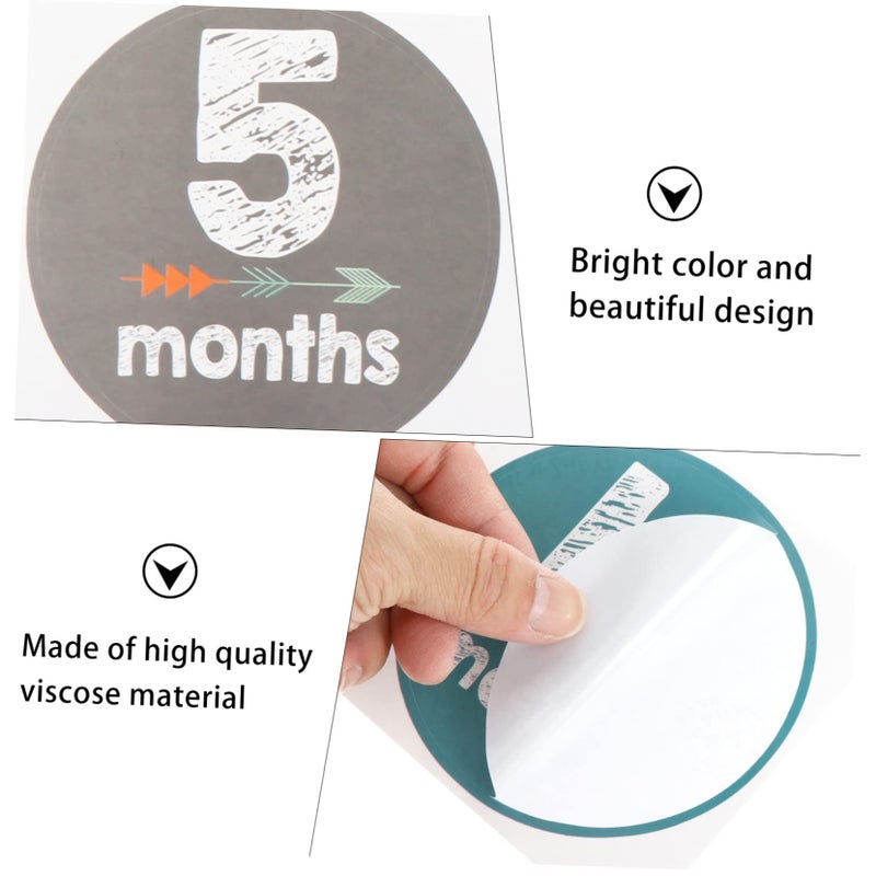 Baby Milestone Decal Stickers Photo Props Assorted Color 10x10x0.1cm Newborn First Year Month Decor - Image 5