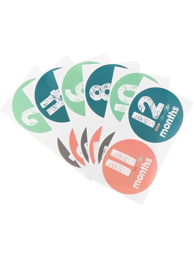 Baby Milestone Decal Stickers Photo Props Assorted Color 10x10x0.1cm Newborn First Year Month Decor - Image 1