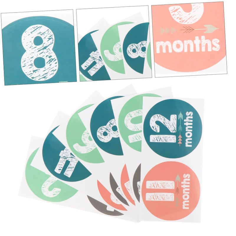 Baby Milestone Decal Stickers Photo Props Assorted Color 10x10x0.1cm Newborn First Year Month Decor - Image 4