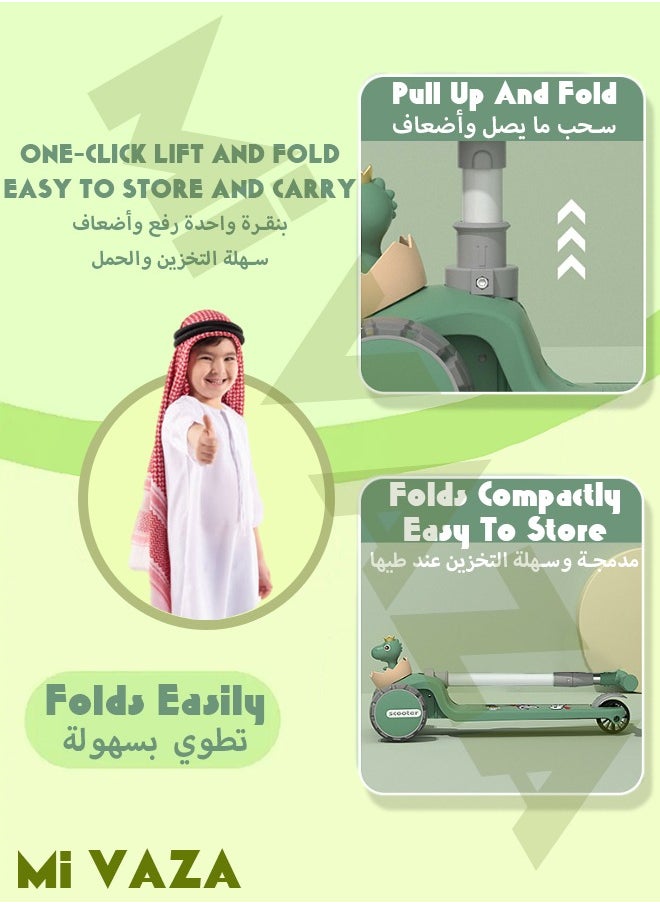 مي فازا - سكوتر ثلاثي العجلات للأطفال مع عجلات LED مضيئة للأطفال الصغار من البنات والأولاد، 3 ارتفاعات قابلة للتعديل، إمالة للتوجيه، سطح عريض للغاية، عجلات مضيئة للأطفال من سن 3 إلى 14 عامًا - Image 1