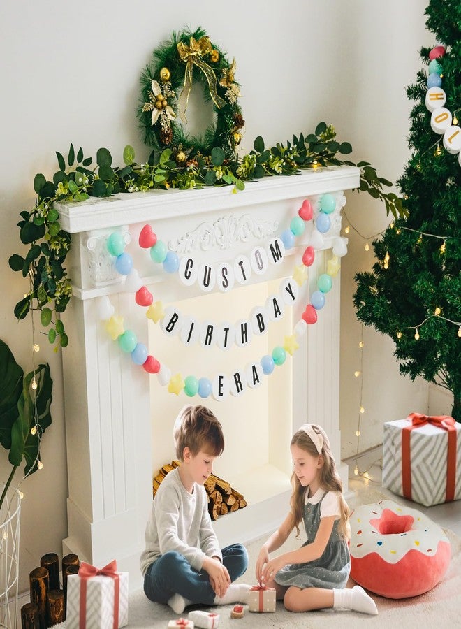 Heopeis DIY Giant Friendship Bracelet Birthday Banner in My Birthday Era Banner Famous Singer Customizable Banner Garland Decor Foam Circles Ball Plastic Balls Stars Hearts DIY Supplies(Macaron) - Image 2