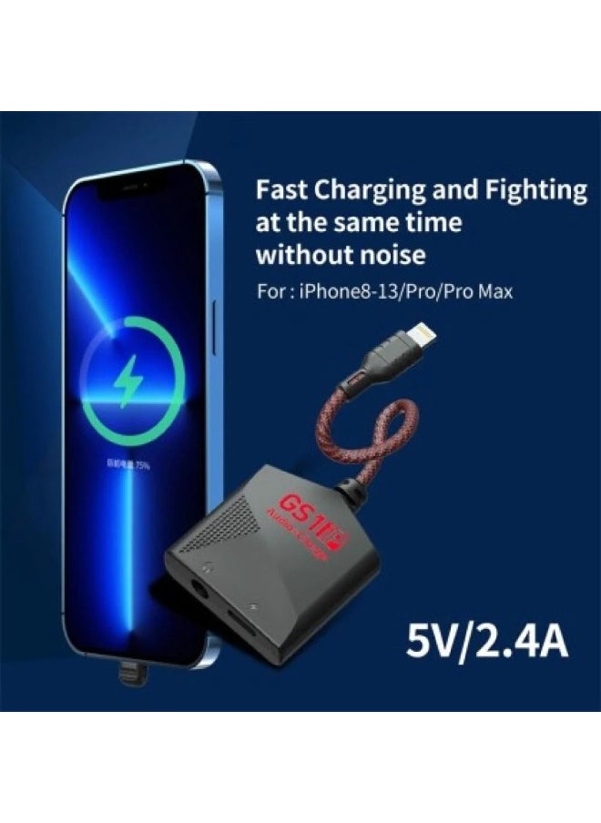 Plextone - Plextone GS1ip Lightning to iPhone Adapter 2 in 1 Super Fast Charging and 3.5mm AUX Headphone Jack for Apple iPhone and iPad Suitable for iPhone 8 to iPhone 13 Pro Max Black - Image 1