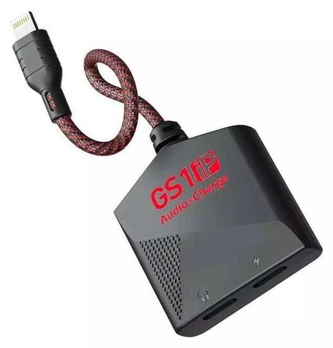 Plextone GS1ip Lightning to iPhone Adapter 2 in 1 Super Fast Charging and 3.5mm AUX Headphone Jack for Apple iPhone and iPad Suitable for iPhone 8 to iPhone 13 Pro Max Black - Image 1