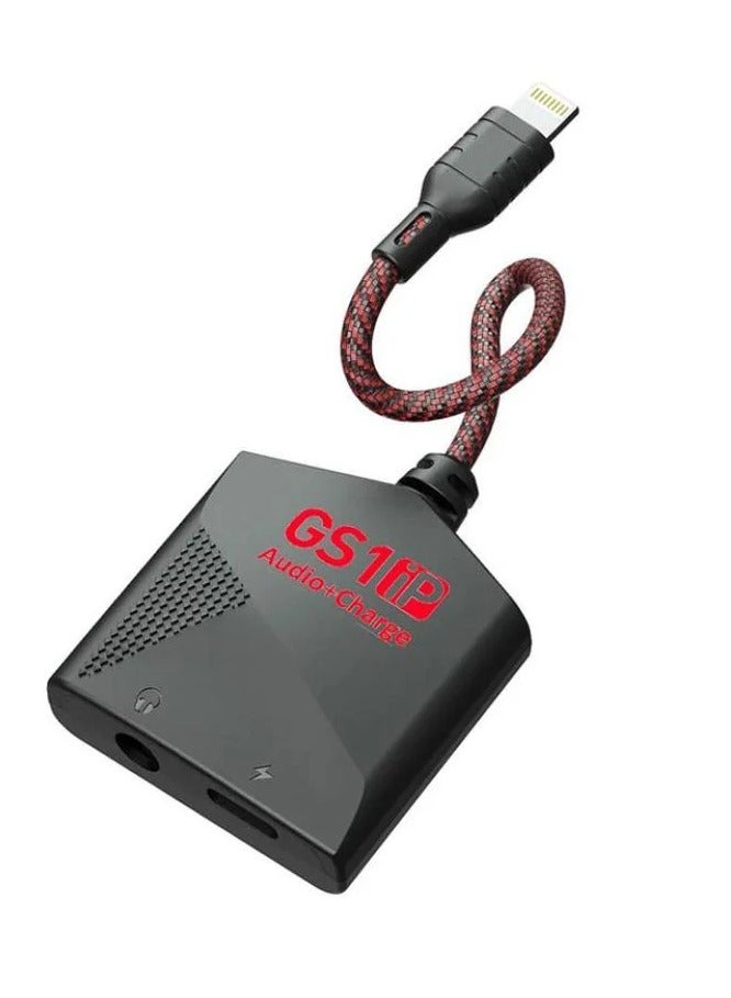 بليكستون وصله ادابتر بليكستون GS1ip بمنفذ لايتنج ايفون عدد 2 في 1 شحن فائق السرعة وسماعة اوكس مسمار 3.5 مم لجوالات الابل الايفون والايباد  مناسب للجوالات ايفون 8 الي ايفون 13 برو ماكس اللون اسود - Image 1