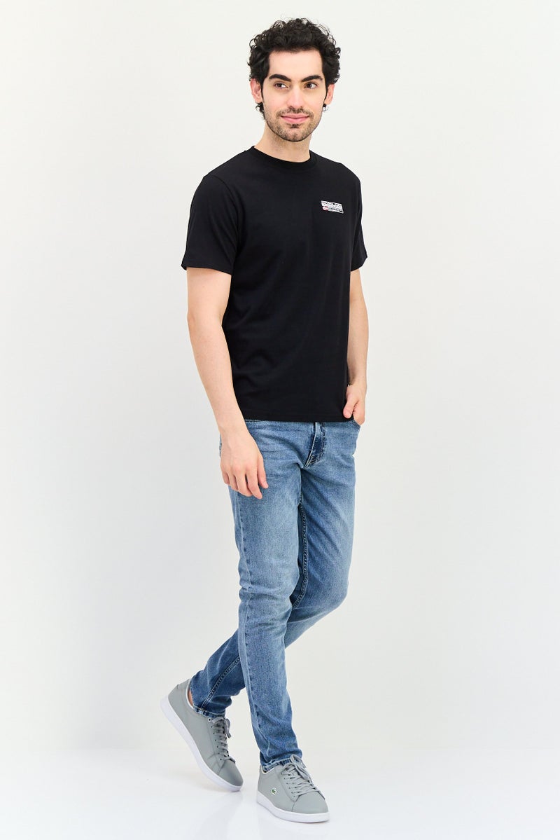 NorthLand Men Ribbed Collar Short Sleeve Brand Logo T-Shirt, Black - Image 4
