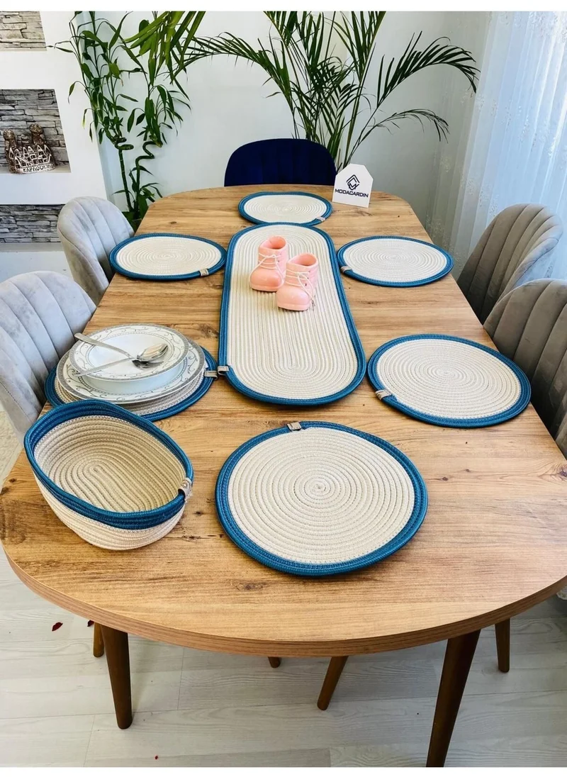 BDZ Deri BDZ Leather Jute Wicker Decorative Service Plate Set of 5