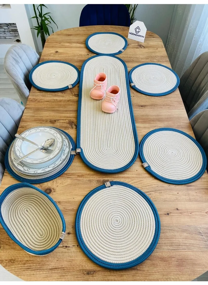 BDZ Deri BDZ Leather Jute Wicker Decorative Service Plate Set of 5