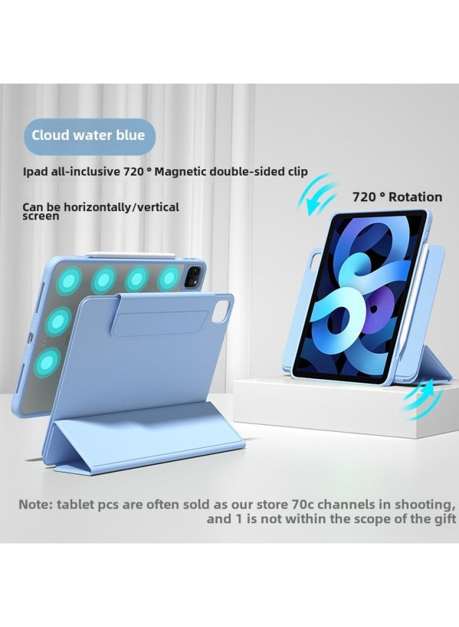 Applicable To 2024ipadPro Protective Cover 13 Inch Air5 Apple Tablet 10.9 Magnetic Attraction Split Rotating 9 Transparent Shell-Color:Cloud Water Blue (30% Discount)-Applicable Model:2024 IPad Air11 Inch - Image 1
