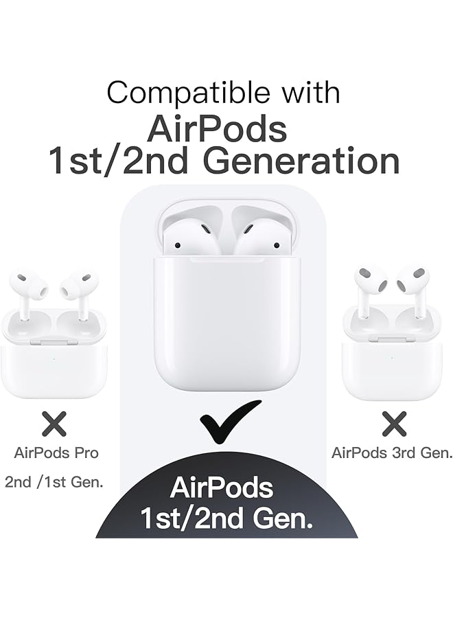 جي تيك غطاء حافظة لجهاز Airpods من الجيل الأول والثاني مصنوع من مادة TPU والكمبيوتر الشخصي مع سلسلة مفاتيح باللون الأسود - Image 2
