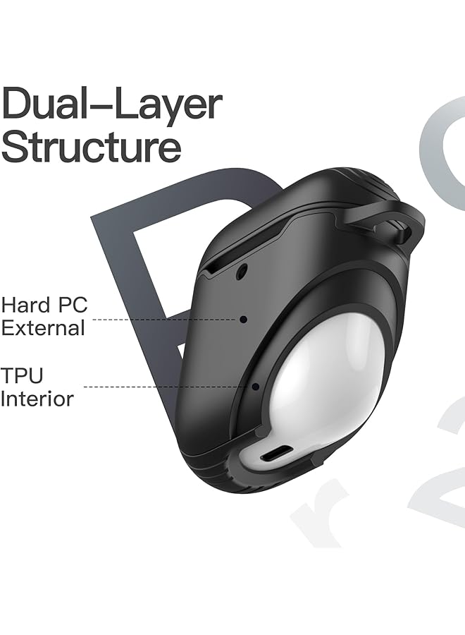 جي تيك غطاء حافظة لجهاز Airpods من الجيل الأول والثاني مصنوع من مادة TPU والكمبيوتر الشخصي مع سلسلة مفاتيح باللون الأسود - Image 3