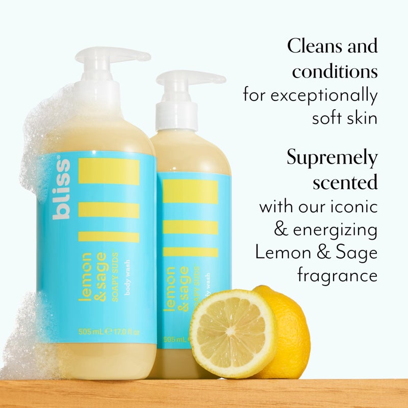 Bliss Soapy Suds Body Wash - Lemon and Sage - 17 Fl Oz - Gentle and Hydrating for Supremely Soft Skin - Paraben Free - Vegan & Cruelty Free - Image 2