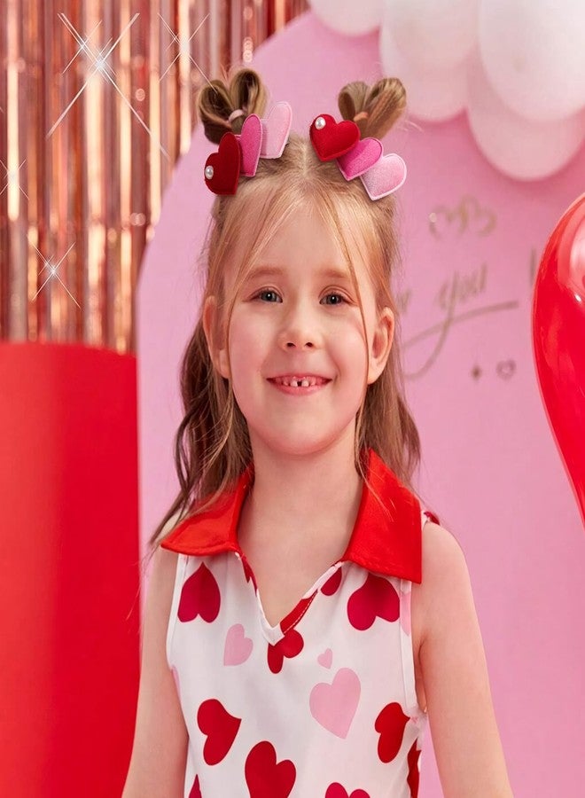 ONENINEDREAM Velvet Hair Bows Alligator Clip for Baby Red Heart Sweet Bow Clip for Girls Hair Accessories Red Hot Pink Bows Toddlers Kids - Image 2