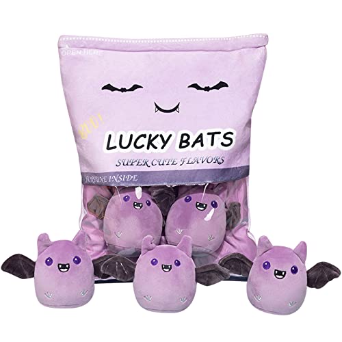 REFAHB Lucky Bat Plush Toy Removable Stuffed Animal Plush Dolls Soft Cute Plush Pillow Home Decoration Gift for Kids Girls Birthday Christmas Halloween 5pcs a Bag Purple - Image 1