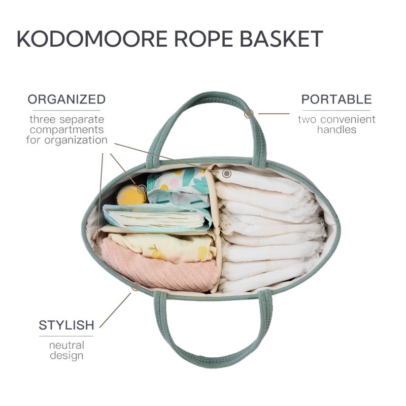 Kodomoore Diaper Caddy Organizer, Empty Gift Basket for Newborn Essentials, Baby Storage Basket, Stylish Gift Bag for Baby Shower, Boys and Girls â€“ Small, Sage Green - Image 4