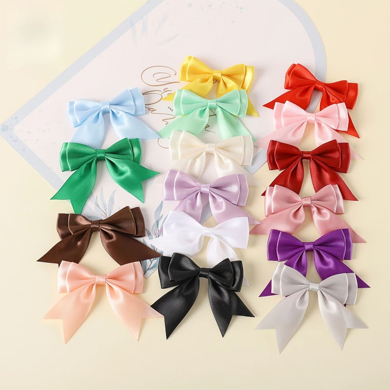 6 Piece Light Blue Satin Double Layer Tail Bows for Gift Wrapping Craft Headwear Clothing Ribbon and Holiday Decoration - Image 2