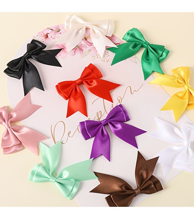 6 Piece Light Blue Satin Double Layer Tail Bows for Gift Wrapping Craft Headwear Clothing Ribbon and Holiday Decoration - Image 5