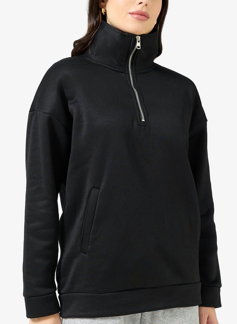 Ginger Basics Soft Touch Zip Up Oversize Sweatshirt - Image 3