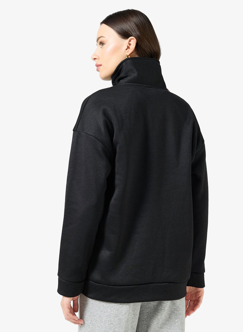 Ginger Basics Soft Touch Zip Up Oversize Sweatshirt - Image 2
