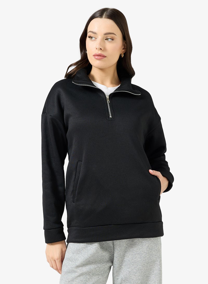 Ginger Basics Soft Touch Zip Up Oversize Sweatshirt - Image 1