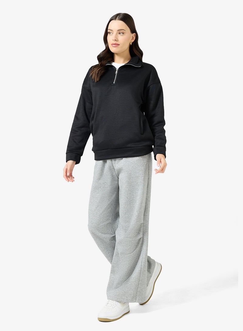 Ginger Basics Soft Touch Zip Up Oversize Sweatshirt - Image 4