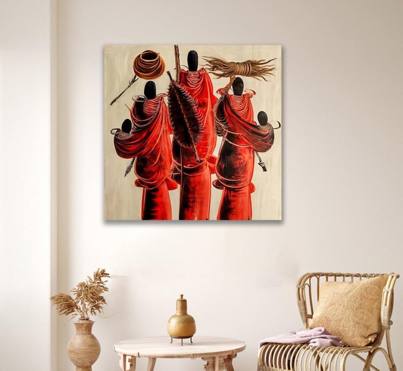 ماركتنا لوحة قماشة بتصميم أشخاص مع برواز مجوف بمقاس 50×50 سم - Image 1