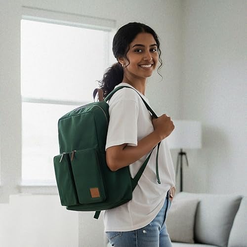 DailyObjects Forest Green Field Backpack (20L)| Casual Laptop Bag with Luggage Sleeve | Unisex Travel Backpack | Durable Canvas Material | Zippered Compartments with Pockets - Image 3