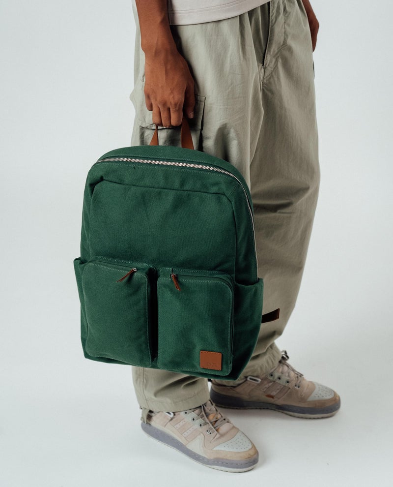 DailyObjects Forest Green Field Backpack (20L)| Casual Laptop Bag with Luggage Sleeve | Unisex Travel Backpack | Durable Canvas Material | Zippered Compartments with Pockets - Image 2
